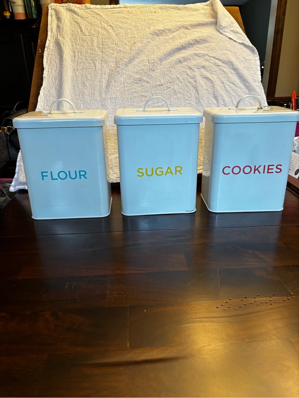 Martha Stewart Vintage Style White Flour, Sugar, and Cookies Canister Set